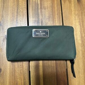 Kate Spade Dark Green Nylon Zip Wallet
